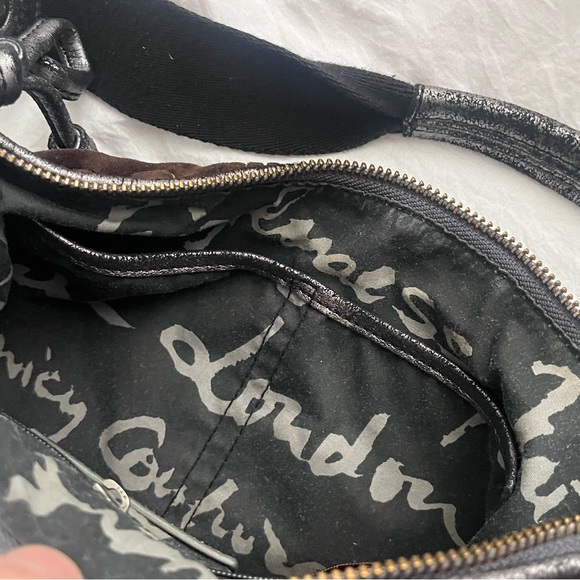 Juicy Couture Vintage McBling Black Purse Hobo Bag Handbag Velour Y2K - Picture 7 of 10